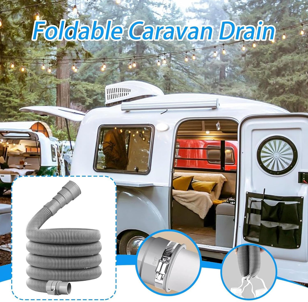 Wohnwagen-Abwasserrohr mit verstellbarem Adapter, Abwasserschlauch-Set, faltbar, flexible Abwasserro