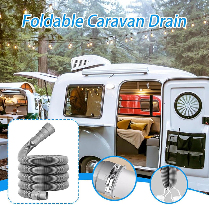 Wohnwagen-Abwasserrohr mit verstellbarem Adapter, Abwasserschlauch-Set, faltbar, flexible Abwasserro