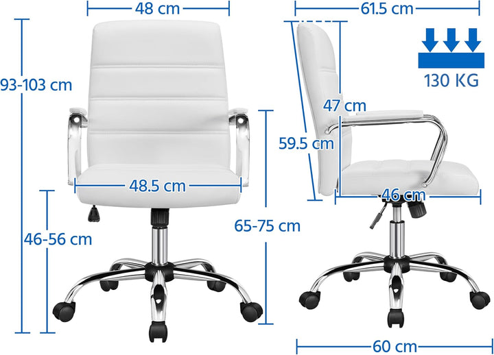 Yaheetech Bürostuhl ergonomischer Schreibtischstuhl, Drehstuhl mit Rollen, Bürohocker mit Armlehnen,