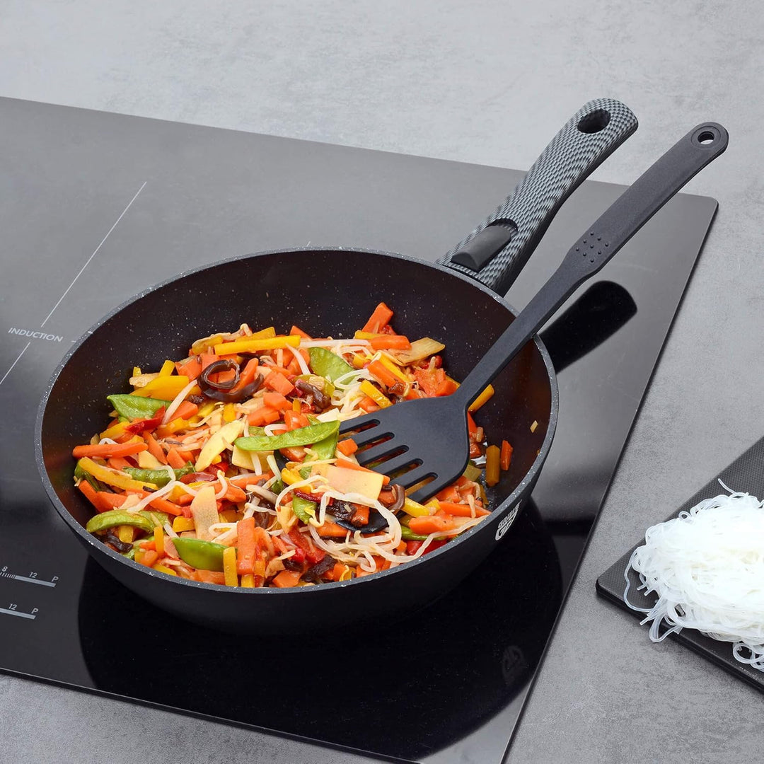 GRÄWE Pfanne Aluminium 28 cm, mit abnehmbarem Griff inkl. Pfannenwender inkl. Wender, ohne Deckel, i