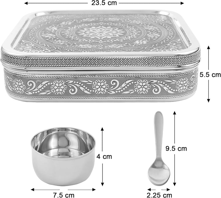 KSJONE Designer-Gewürzdose aus Edelstahl für Masala Dabba, gross, Curry-Gewürzdose, Küchen-Masala-Be