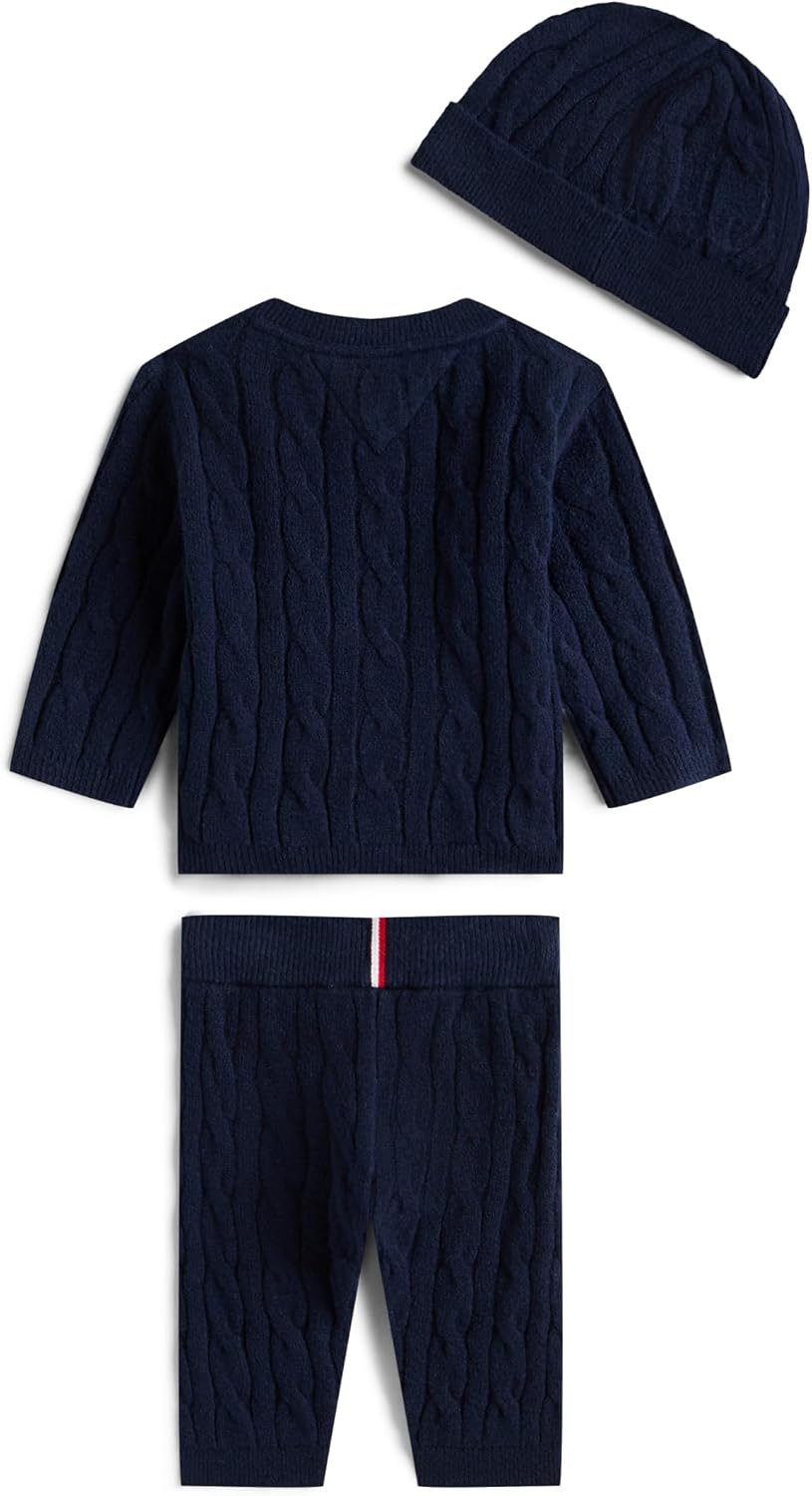 Tommy Hilfiger Unisex Baby Cable Set Pant + Top W/Beanie Kn0kn02160 Other Apparel Sets (3er Pack) 18