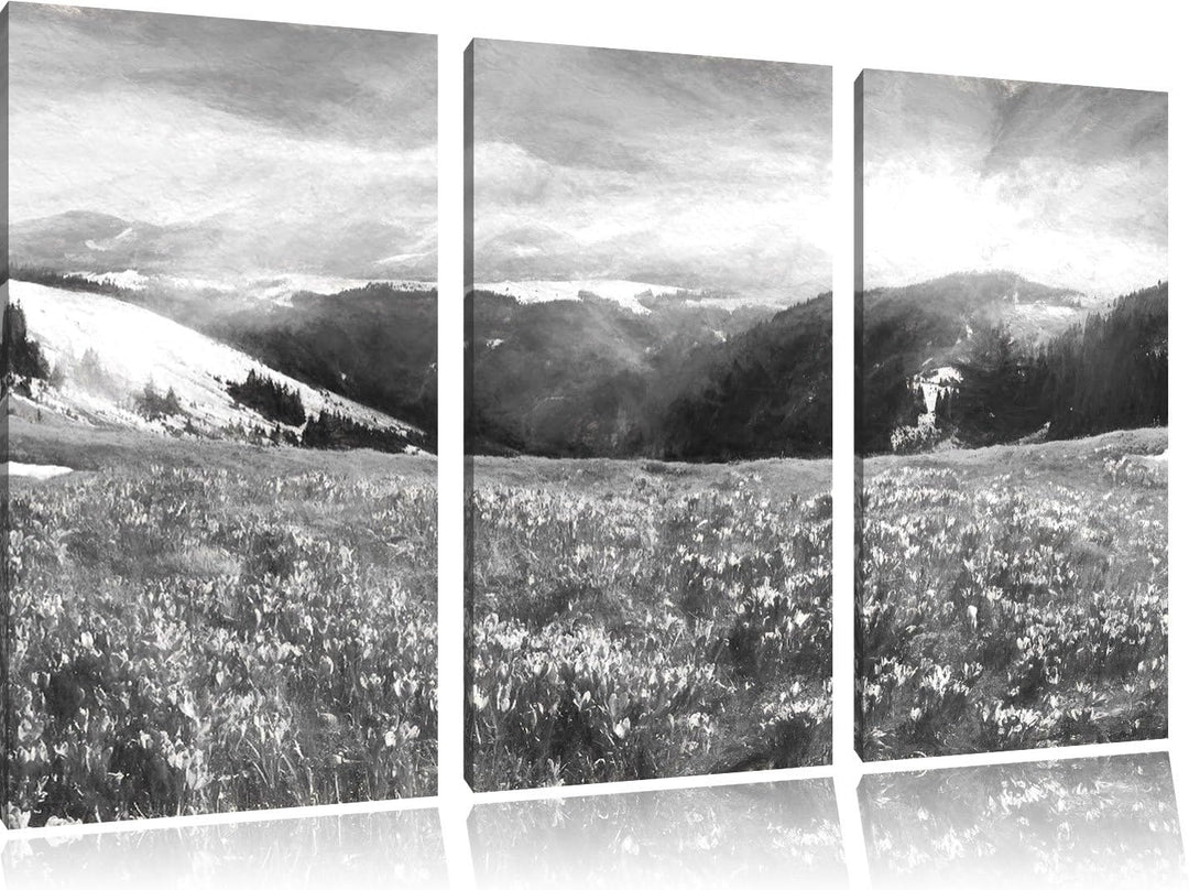 Pixxprint Berglandschaft Regenbogen als Leinwandbild/Grösse: 3 Teilig (120x80) / Wandbild/Kunstdruck