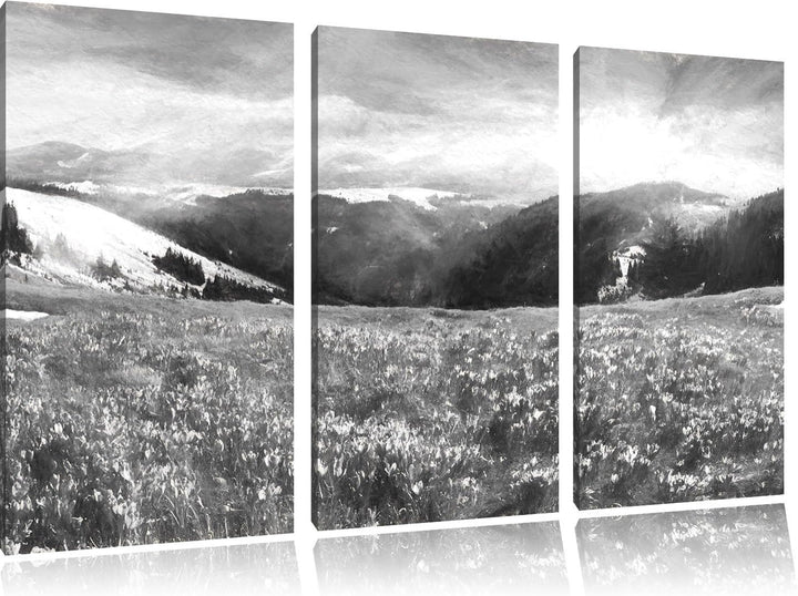 Pixxprint Berglandschaft Regenbogen als Leinwandbild/Grösse: 3 Teilig (120x80) / Wandbild/Kunstdruck