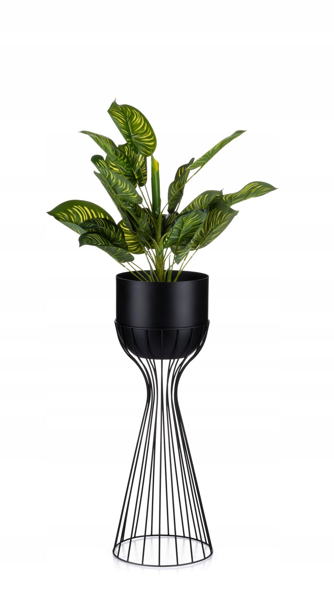 Moderne Blumenständer Metall 56 cm Hoch mit Schwarz Blumentopf Rund 18 cm Ø auf Robuste Ständer - Pf