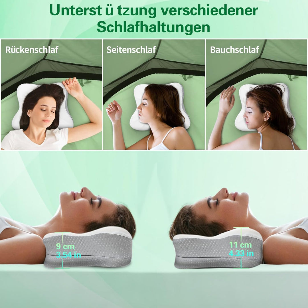 SAHEYER Reisekissen Memory Foam, Ergonomisches Camping Kissen, Orthopädisches Nackenkissen Kopfkisse