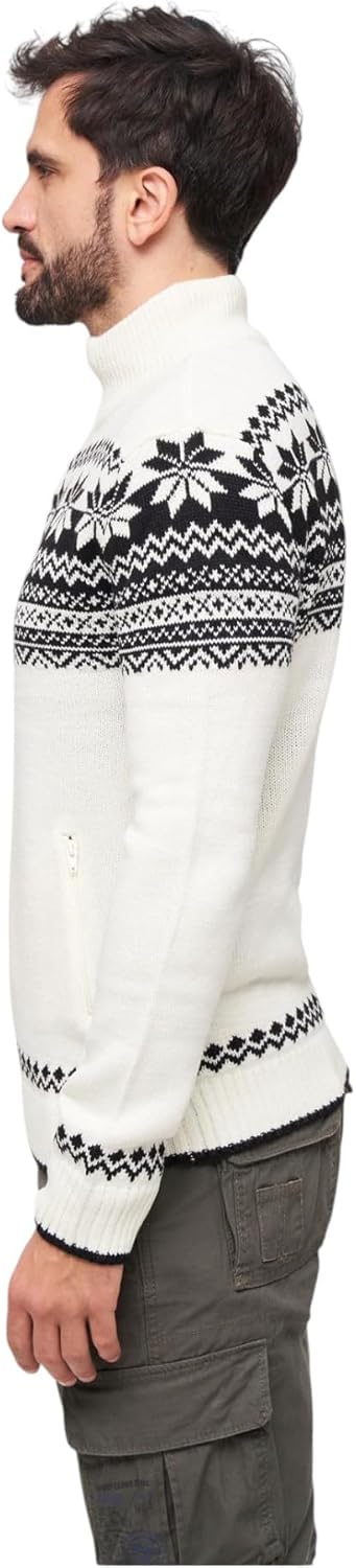 Brandit Herren Cardigan Norweger Strickjacke, S Weiß