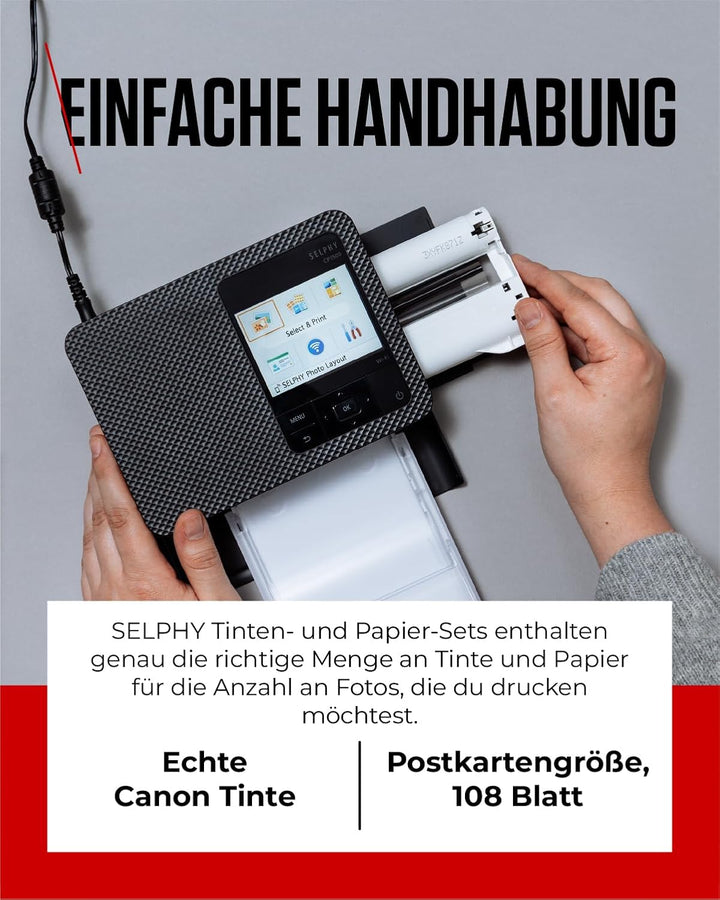 Canon RP-108 Original Farbband/Papierset Postkartengrösse 10x15cm für SELPHY CP-Drucker (108 Blatt,