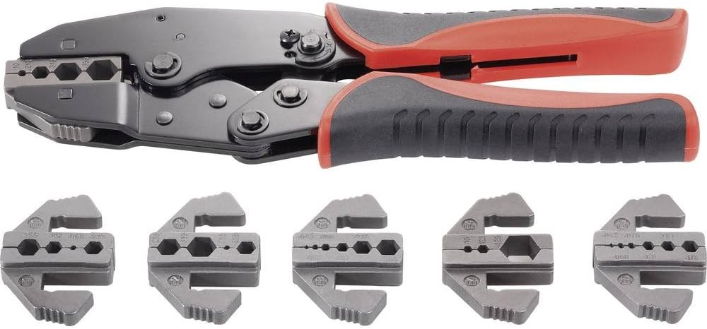 TOOLCRAFT PZ-505 818645 Crimpzange 7teilig Koaxial-Steckverbinder BNC, TNC, LWL-Stecker RG6, RG8, RG