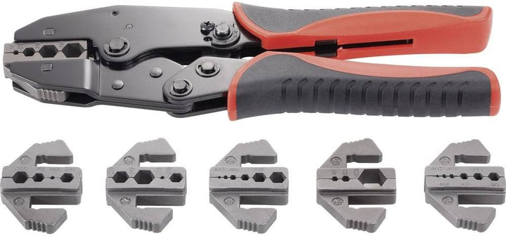 TOOLCRAFT PZ-505 818645 Crimpzange 7teilig Koaxial-Steckverbinder BNC, TNC, LWL-Stecker RG6, RG8, RG