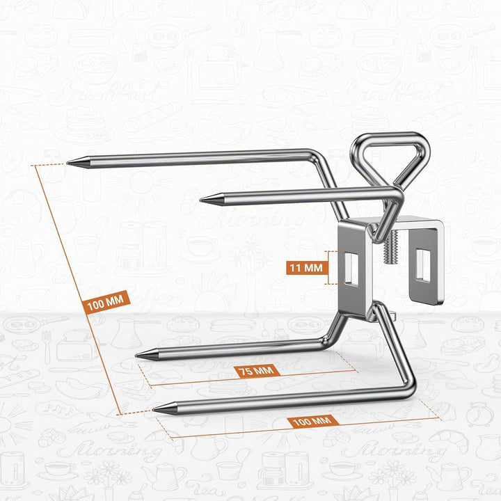 Onlyfire BRF-6102 Edelstahl Rotisserie Fleischklammer Fleischnadel, für 10MM und 8MM quadratischen D