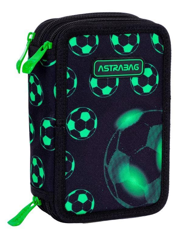 ASTRABAG NEO Football 3-Fach Mäppchen Federmappe Gefüllt dreifaches Federmäppchen, Schüleretui 3-stö