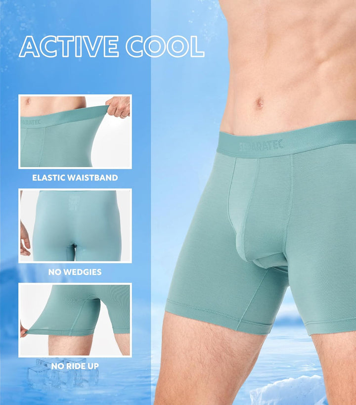 Separatec Herren Boxershorts Mehrfachpack Doppelbeutel Dual Pouch, Bambus Unterhosen Männer, Stretck