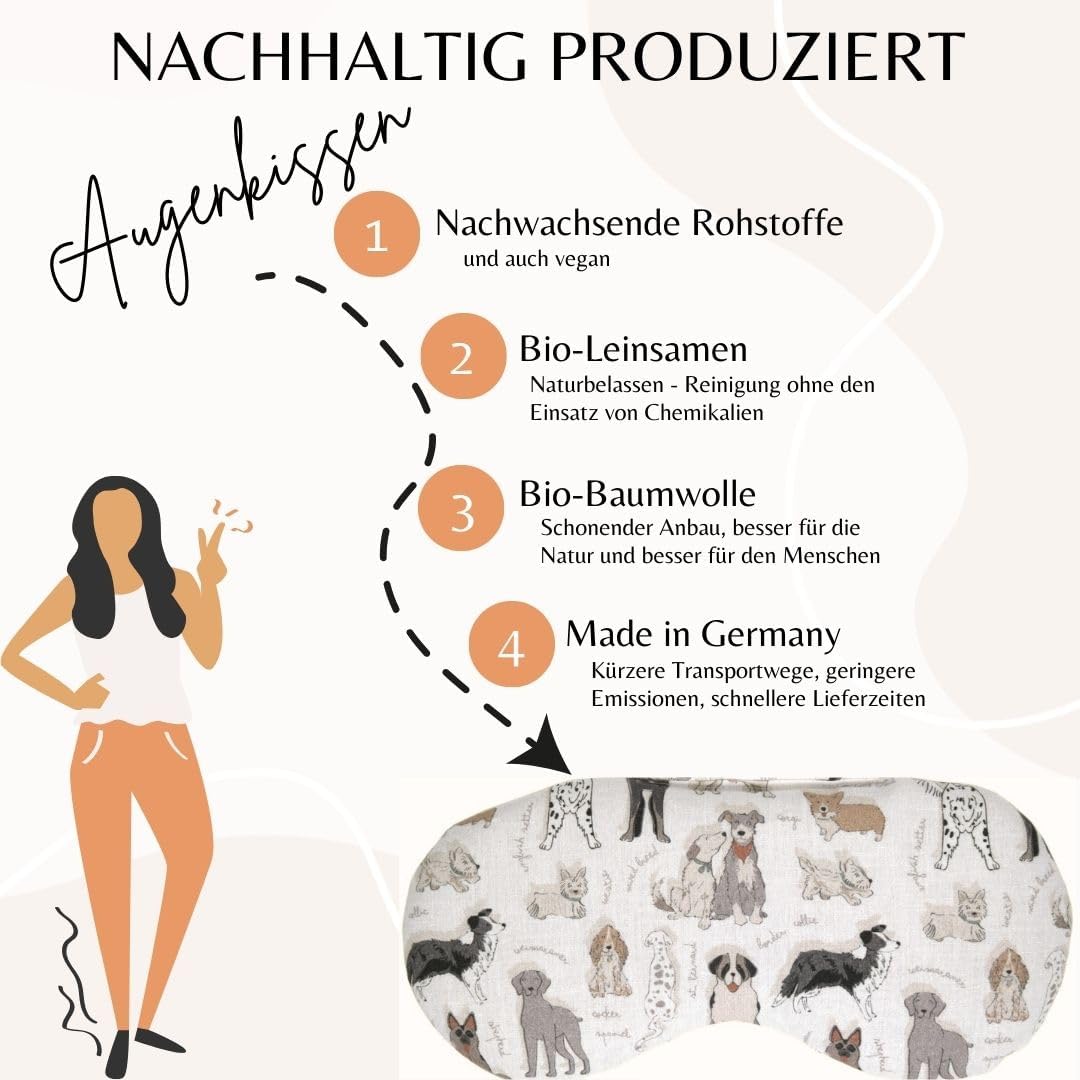 Bio-Bio Augenkissen Augentrost & Leinsamen "Liebe Hunde" zur Entspannung, zum Kühlen, erwärmen oder