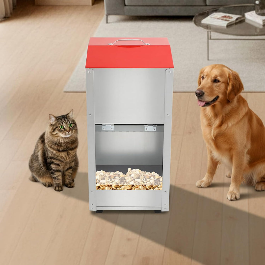 Automatischer Schwerkraft-Futterautomat 6,8kg für Hunde & Katzen, Tierfutterspender mit Deckel, Roll