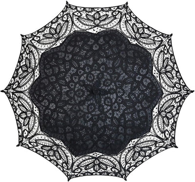VON LILIENFELD Hochzeitsschirm Brautschirm Vivienne Spitze Deko Sonnenschirm Accessoire schwarz, Sch