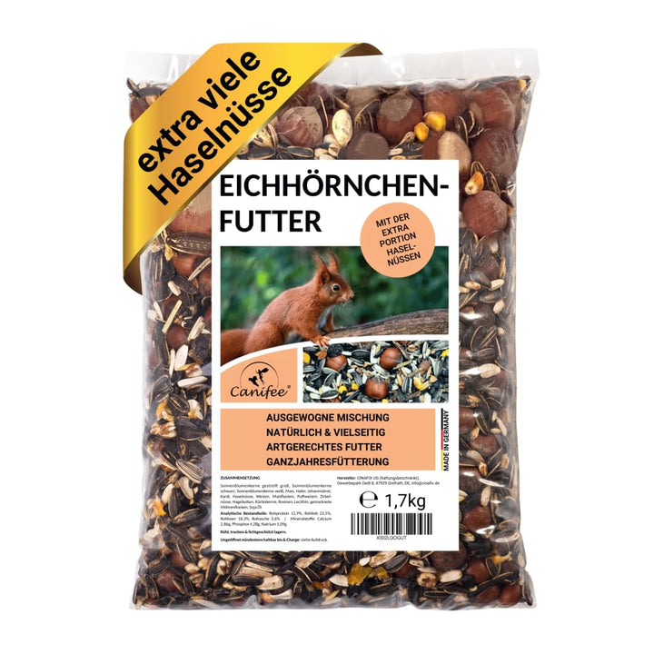 Eichhörnchen Futter 1.7 kg Nachfüllpack artgerechtes Wildtierfutter ganzjährige Futtermischung - Nac