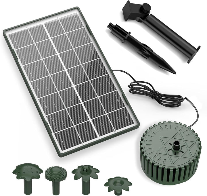 AISITIN Solar Springbrunnen für Aussen, 3,5W Dunkelgrün Solar Fontäne Pumpe mit Verschiedene Sprüh E