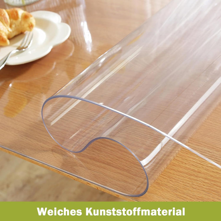 OstepDecor Glasklar Folie 1.5mm, transparente Tischdecke, Tischschutz, Schutztischdecke, Tischfolie