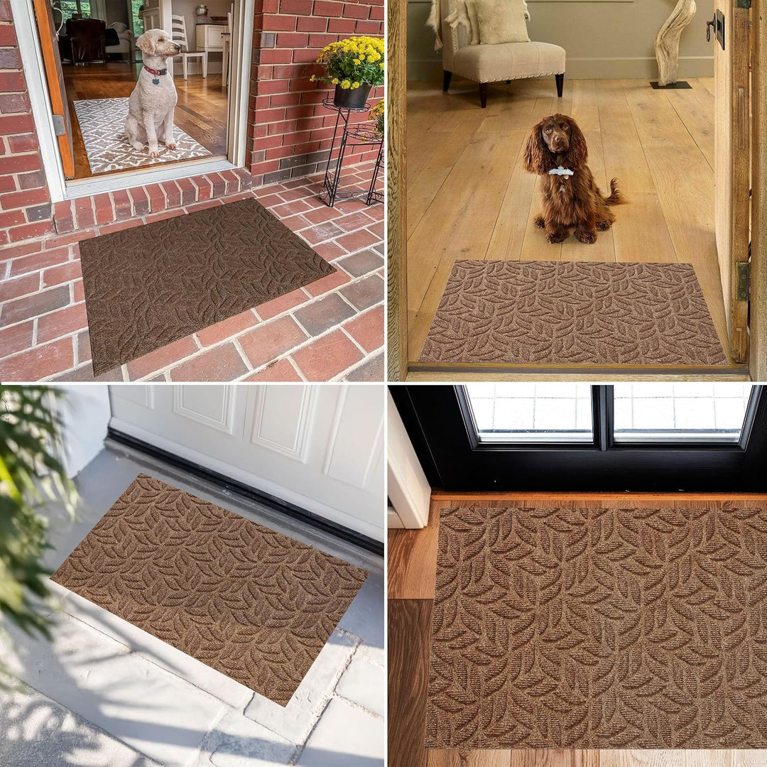 DUNE Leaves Taupe 60x90cm, innen und aussen, waschbar 60x90cm Leaves Taupe Beige, 60x90cm Leaves Tau