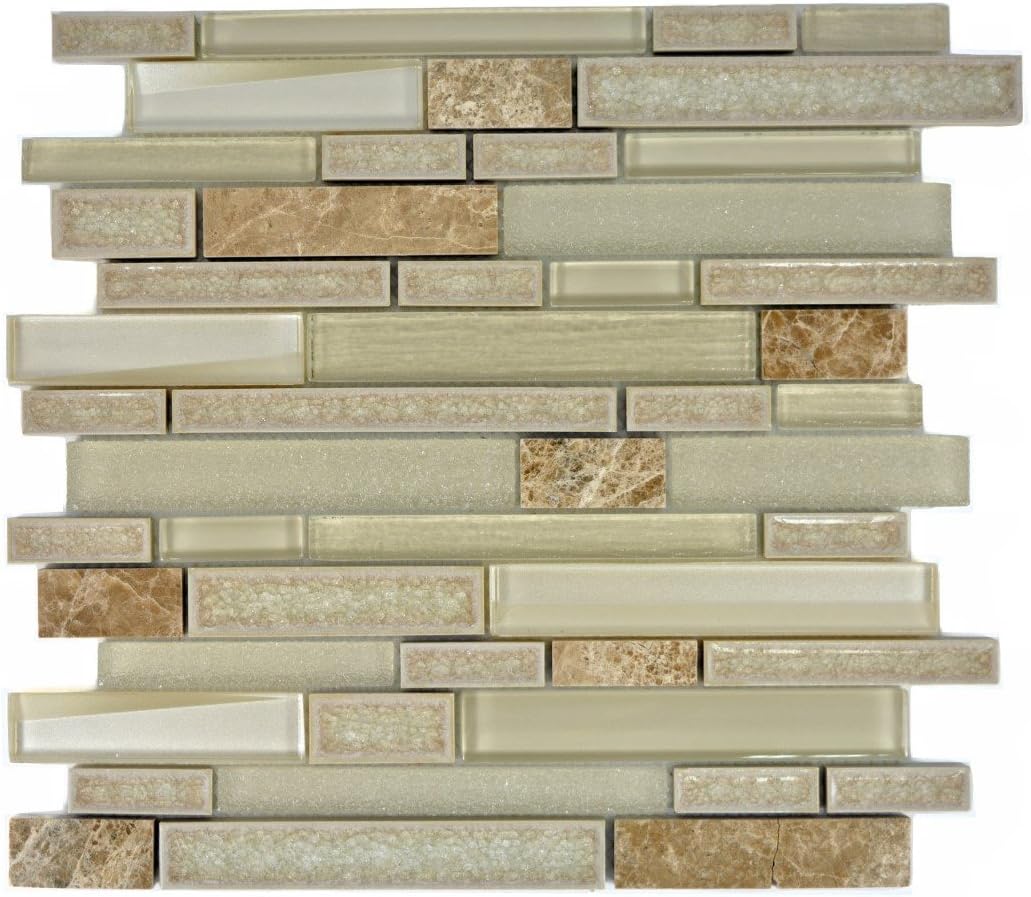 Mosaik Fliese Transluzent Keramik beige Verbund Glasmosaik Crystal Stein Keramik beige für WAND BAD