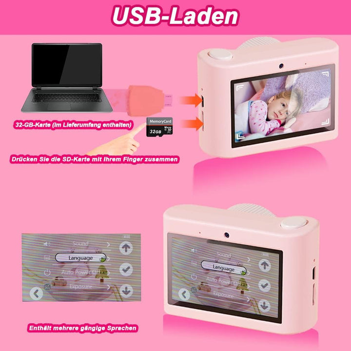 Kinderkamera, 48MP 1080P Sofortbildkamera Kinder mit 2,4 Zoll Touchscreen, Digitalkamera Kinder mit