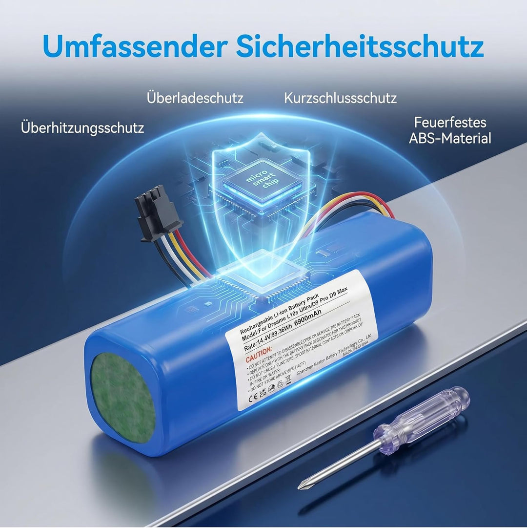 14,4V 6900mAh Akku für Dreame L10s Ultra,D9 Pro D9 Max,D10/D10 Plus/D10s/L10/ L10s/Z10 Pro Roboter S