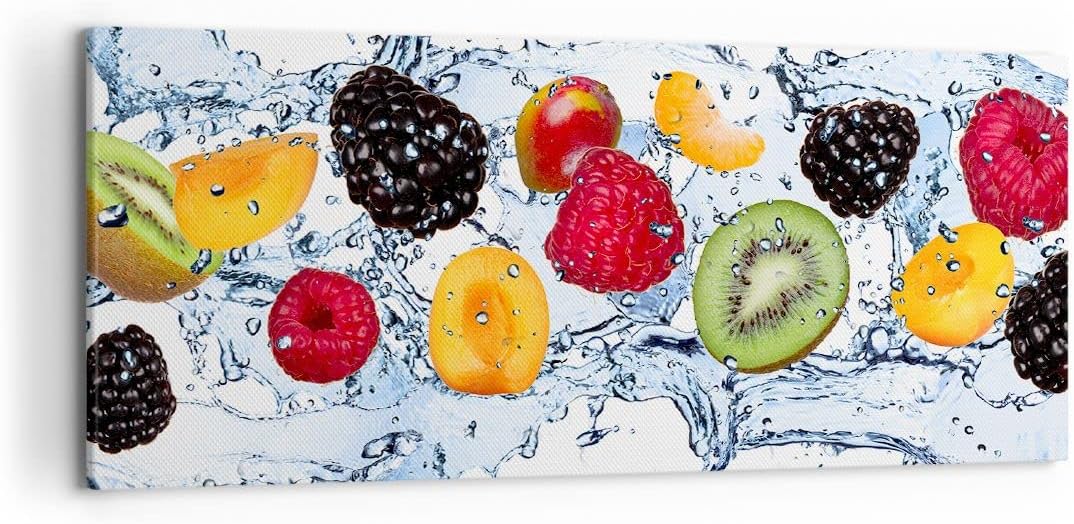 Wandbilder Dekoration Wohnzimmer Wasser Früchte frisch Essen Panorama Bilder auf Leinwand 120x50cm L