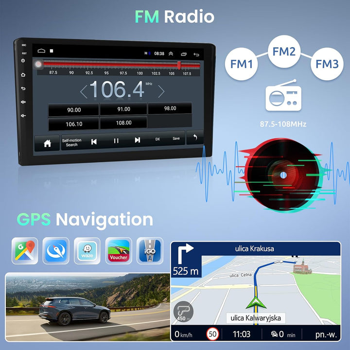 Podofo Autoradio für Peugeot 208/2008 2012-2018, 10.1" Touchscreen Android Radio mit Mirror Link, Bl