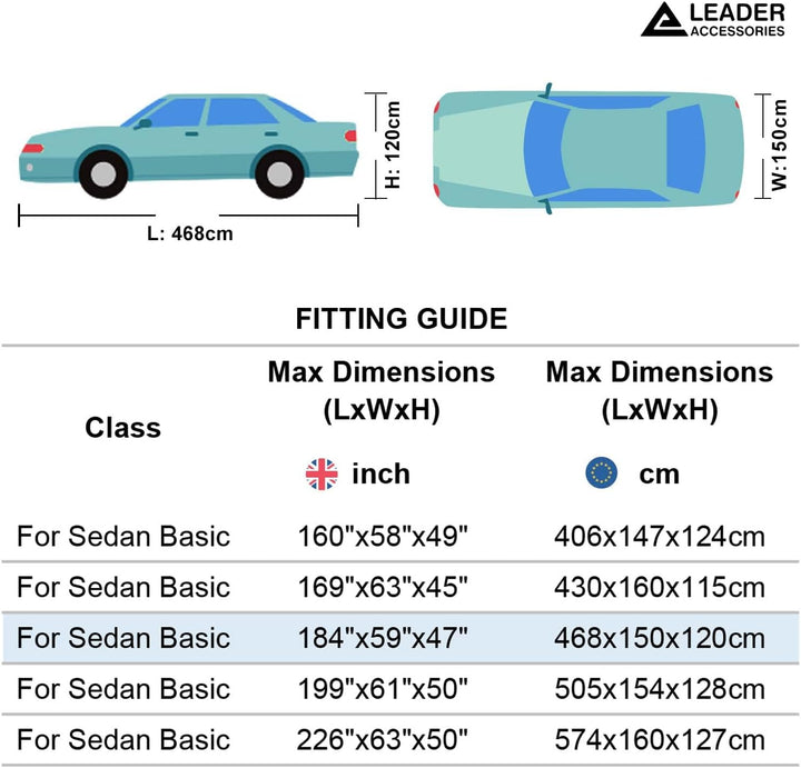 Leader Accessories 3-lagige atmungsaktive Vollgarage Autoplane leichte Ganzgarage Autoabdeckung für