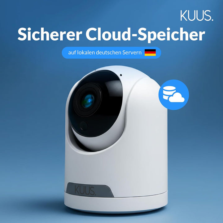 KUUS. BC1 – Überwachungskamera innen mit aufzeichnung, Videoüberwachung, 360 Grad Kamera, WLAN, Über