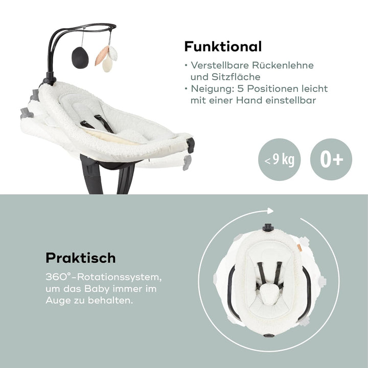 Babymoov Babyschaukel Swoon Evolution Curl White - elektrische Babywippe mit 8 Schaukelbewegungen, 3