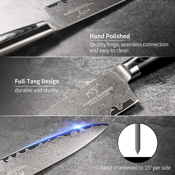 NANFANG BROTHERS Damaszener Messerset mit Premium Box,Japanisches Messerset,Kochmessersets Professio