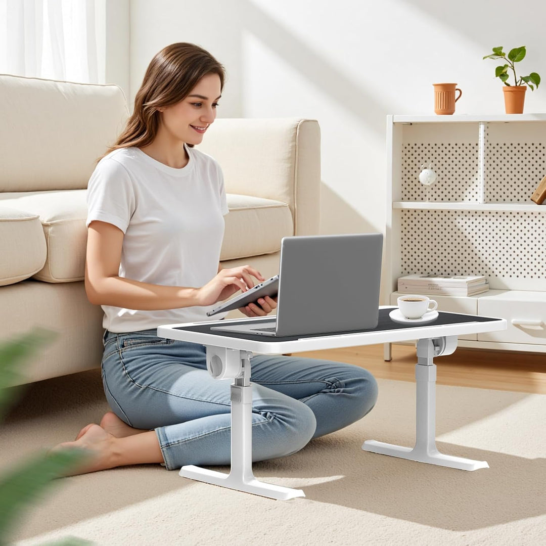 Ferghana Klappbarer Laptoptisch Höhenverstellbarer Laptoptisch mit Schublade + LED+ Ventilator Tragb
