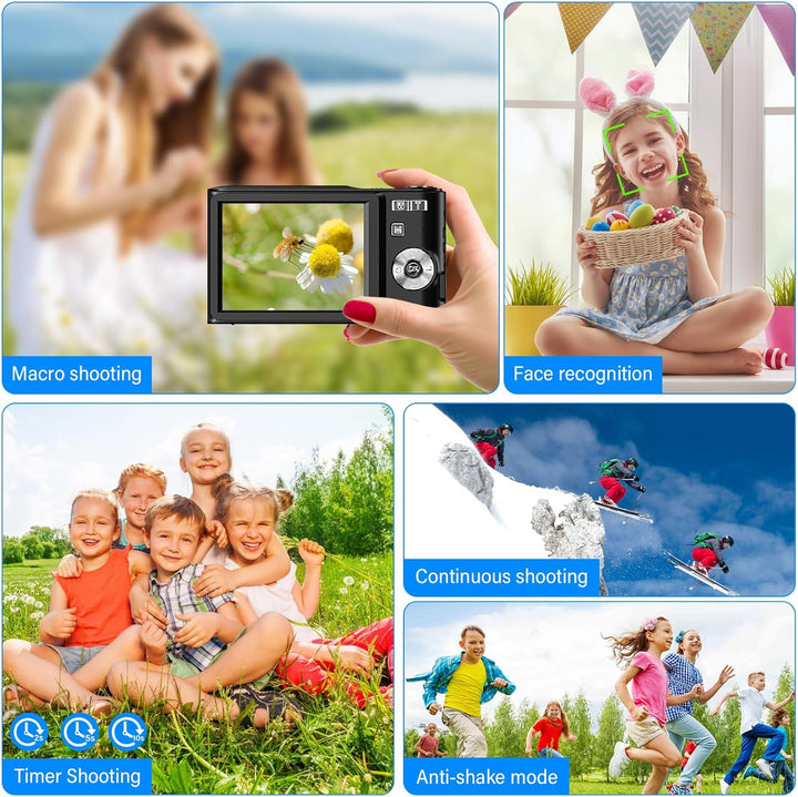 Digitalkamera 50MP 1080P FHD Fotokamera mit Autofokus 16X Digitalzoom Fotoapparat Tragbare Kompaktka