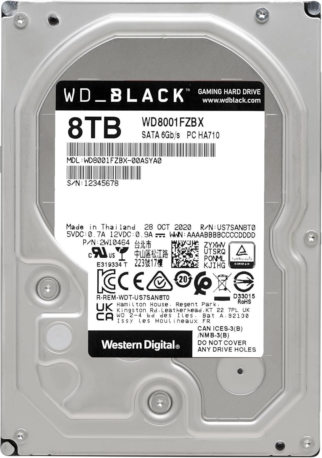 WD_BLACK HDD 8 TB (interne 3,5 Zoll-Gaming-Festplatte, Hochleistungsfestplatte, Performance Desktop