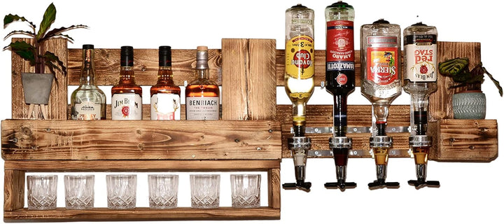 Whiskyregal Wandbar Whiskeyregal rustikal Getränkespender Schnaps Gin Whiskey Whisky Palettenmöbel S