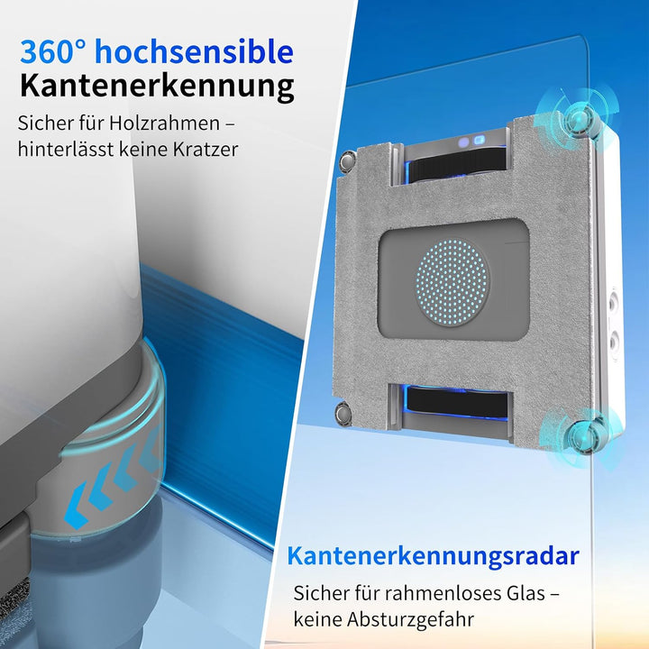 Fensterputzroboter,9000Pa Saugkraft&amp;75N Reinigungskraft,mit 4 Wasser-Sprühdüsen,unterstützt 5 Reinig