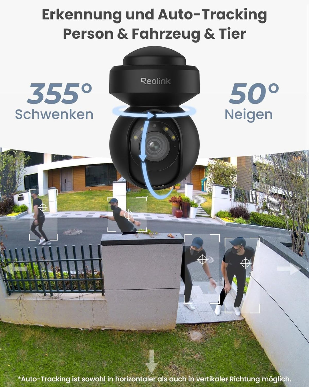Reolink 5MP PTZ Überwachungskamera Aussen, 3X Optischer Zoom, 2,4/5GHz WLAN Kamera Outdoor mit Perso
