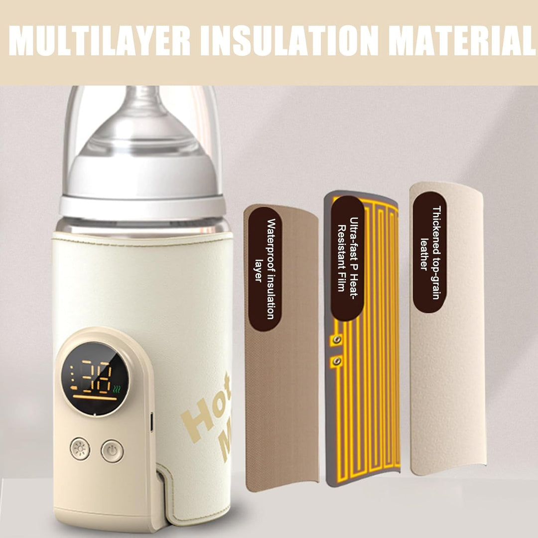 Flaschenwärmer Baby Unterweg 6 Einstellbare Temperatur 38-50℃, Tragbarer Fläschchenwärmer Baby mit L