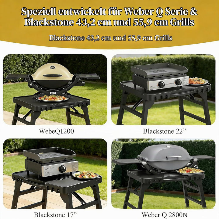 GFTIME Tragbarer Grillwagen für Enders Urban, Weber Q100/Q200/Q300, Ninja Woodfire, Burnhard Wayne –