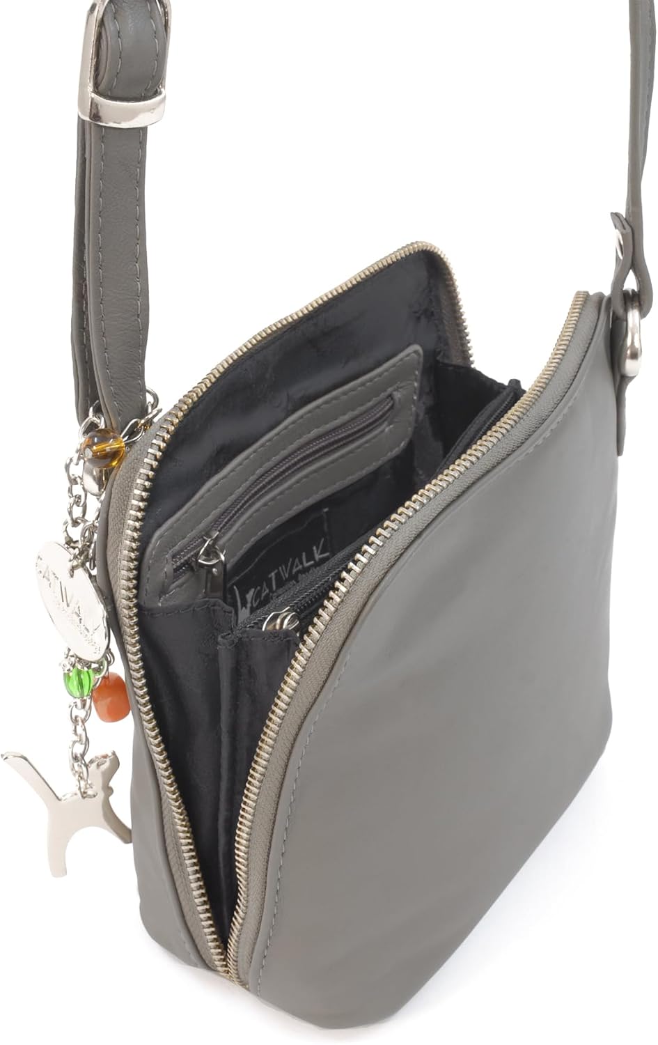 Catwalk Collection Handbags - Damen Leder Umhängetasche - Crossbody Bag/Handtasche Klein - Verstellb