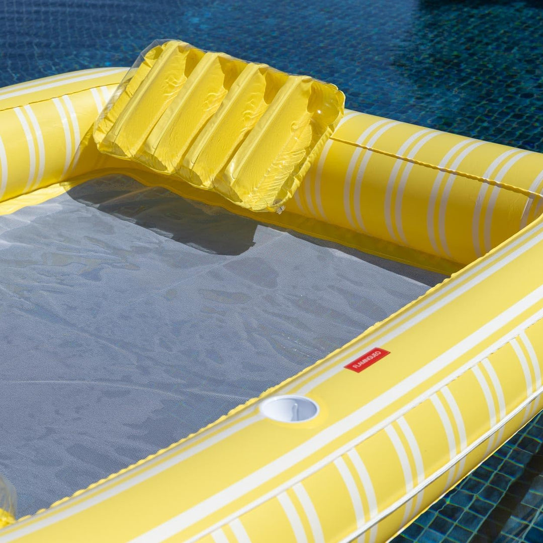 Flamingueo Luftmatratze Pool - Wassermatratze - Extra gross - Gitterboden - Zwei Getränkehalter - Zw