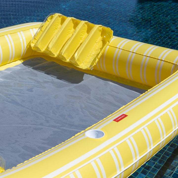 Flamingueo Luftmatratze Pool - Wassermatratze - Extra gross - Gitterboden - Zwei Getränkehalter - Zw