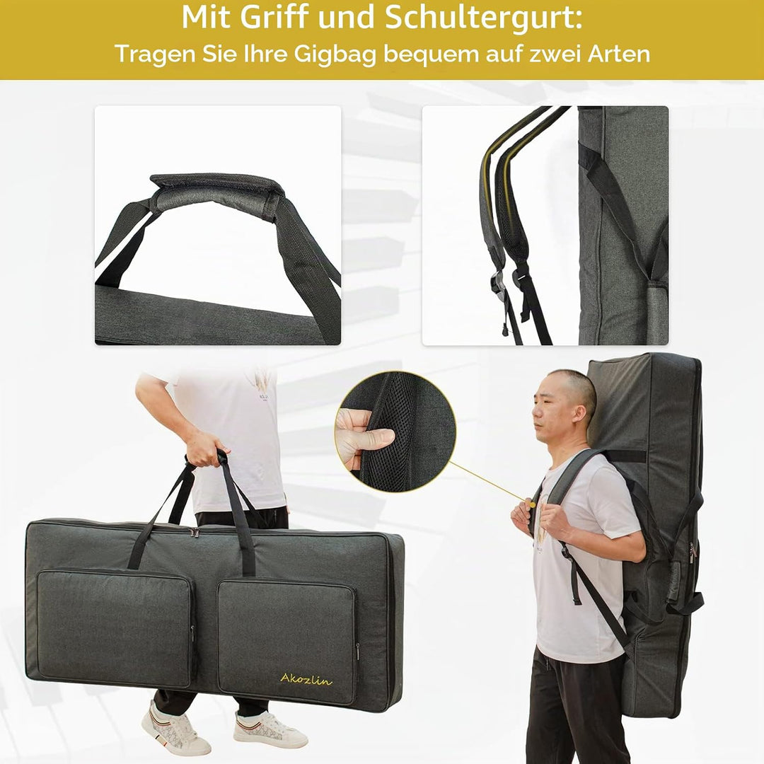 AKOZLIN Tasche für 76 Tasten, tragbar, langlebig, gepolstert, universal, wasserdicht, Oxford-Stoff,