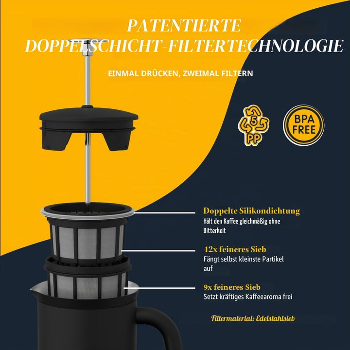 Espro French Press P7, Kaffee Stempelkanne, Coffee-Maker, Kaffeezubereiter, Rostfreier Stahl, Schwar