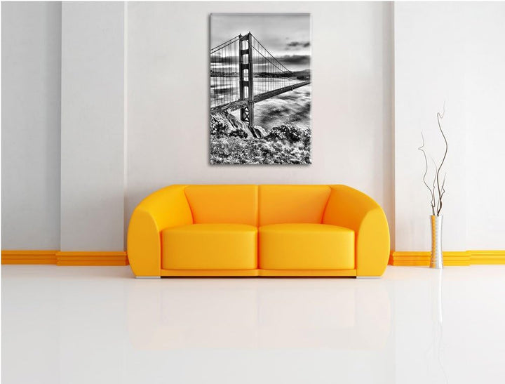 Pixxprint Golden Gate Bridge San Francisco / 100x70cm Leinwandbild bespannt auf Holzrahmen/Wandbild