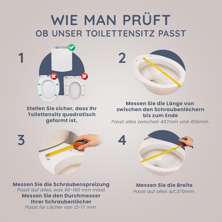 CUQOO Toilettensitz mit Absenkautomatik, quadratisch, hochwertiger robuster Toilettensitz mit Schnel