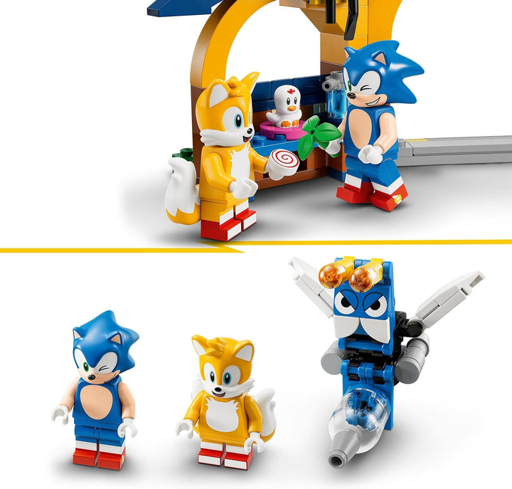 LEGO 76991 Sonic The Hedgehog Tails‘ Tornadoflieger mit Werkstatt Set, Baubares Spiel mit Flugzeug-S