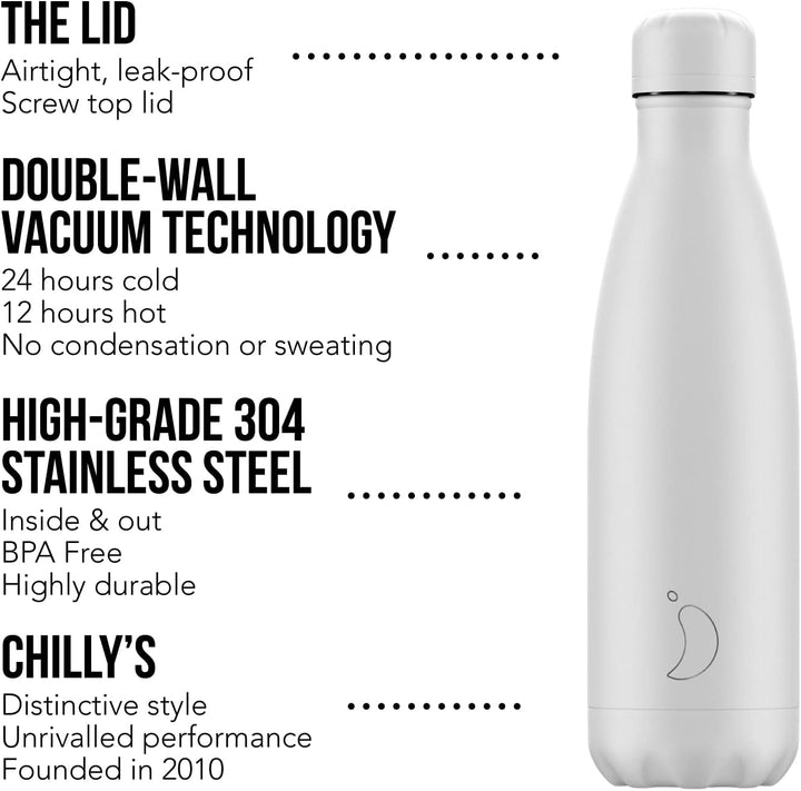 Chilly's Original Trinkflasche - Isolierflasche aus Edelstahl, Wiederverwendbare Thermoflasche für h